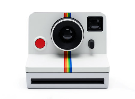 Retro camera on a white background. 3d render. Image with clipping pathの素材