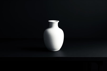 White ceramic vase on black background. Mockup for design.の素材