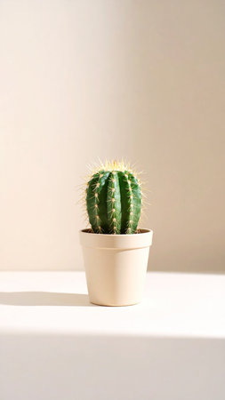 Cactus in a pot on a white background with copy space.の素材