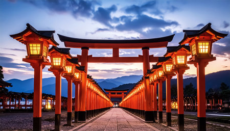 Torii gate at Fushimi Inari Taisha Shrine in Kyoto, Japanの素材