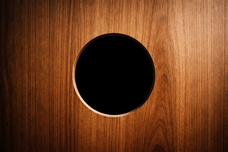 Wooden texture with round hole. Abstract background. Toned.の素材
