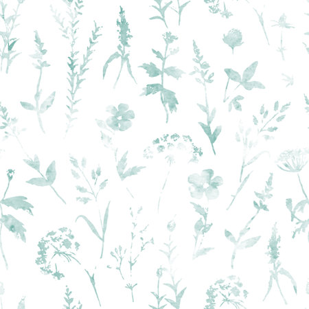Beautiful meadow pattern single colour seamlessの写真素材