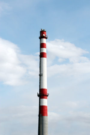 Striped industrial tube, stalk, red and white, there is a place for text の写真素材