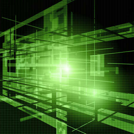 Abstract technology contour objects.Financial business presentation. Light futuristic concept, digital light and dark green. Vector modern backgroundのイラスト素材