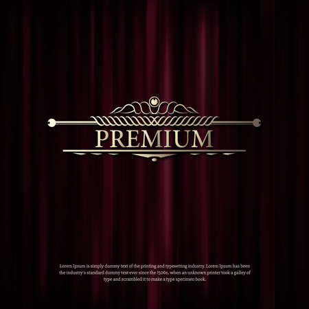 Dark red curtain scene gracefully. Cover with vertical motion blur and text. Like curtains in theater. Elegance vector backdrop with vintage signのイラスト素材