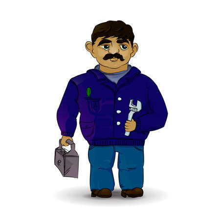 Master plumber in vector. Foreman in white backgroundのイラスト素材