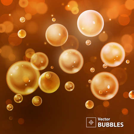 Red and orange blur background with bubbles. Holiday abstract background with bokeh. Vector illustrationのイラスト素材