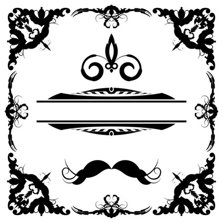 Vintage set decor elements for menu. Elegance old hand drawing set. Ornament swirl, leaves and other curve decor elements in vector. Borders for decoration text.のイラスト素材