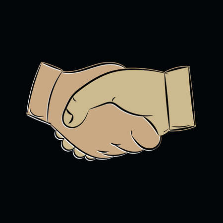 Vector handshake icon on black background.のイラスト素材