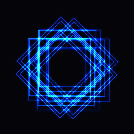 Abstract blue neon shape, futuristic wavy fractal of starのイラスト素材