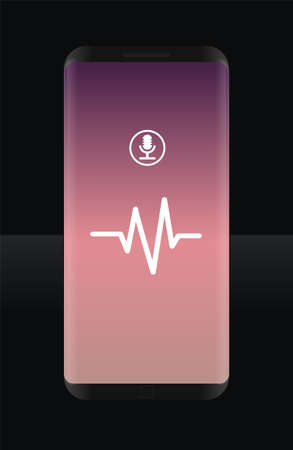 Modern black smartphone with voice recognition functionのイラスト素材