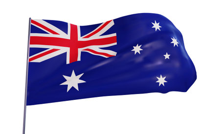 Flag of Australia on white background, vector illustration. Isolated realistick Australian flag for...