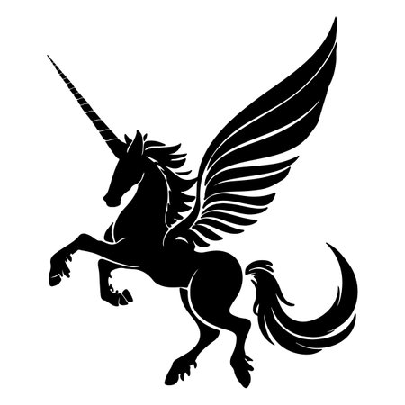 Unicorn with wings. Vector illustration isolated on white background.のイラスト素材