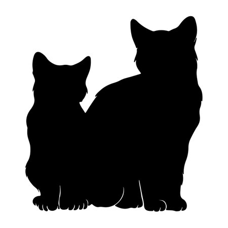 Vector silhouette of cat and dog on white background. Symbol of pets.のイラスト素材