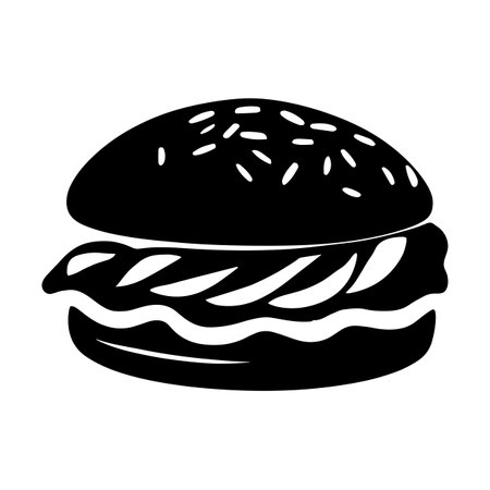 hamburger fast food icon vector illustration design graphic silhouette black and whiteのイラスト素材