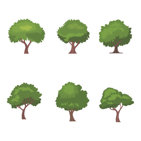 Set of different trees. Isolated on white background. Vector illustration.のイラスト素材