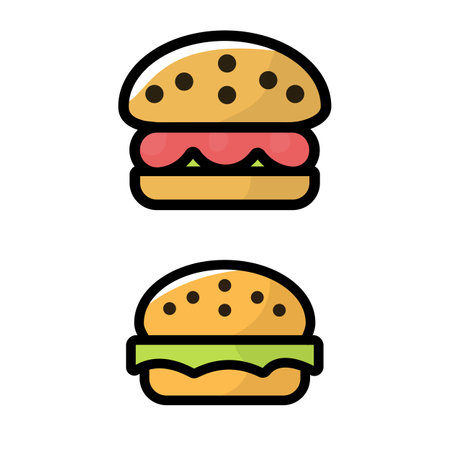 Hamburger and cheeseburger icons set. Vector illustration.のイラスト素材