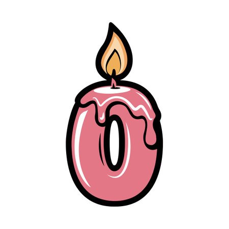 Birthday candle with number 0. Vector illustration of birthday candle.のイラスト素材