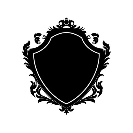 Black and white heraldic shield isolated on white background. Vector illustration.のイラスト素材
