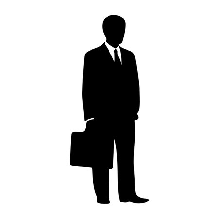 silhouette of businessman with briefcase isolated icon vector illustration designのイラスト素材
