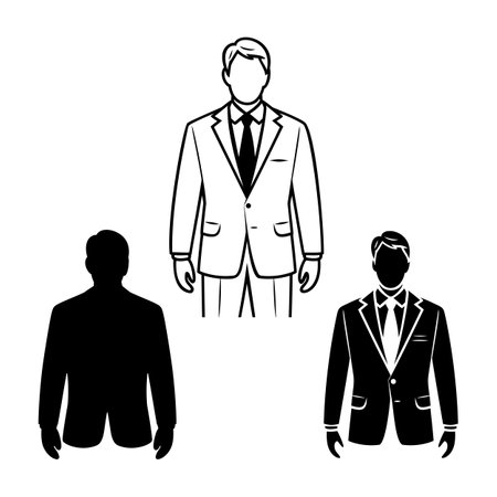 businessmen avatars silhouettes vector illustration graphic design in black and whiteのイラスト素材