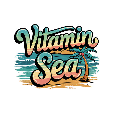 Vacation on the sea. Hand drawn vector lettering.のイラスト素材