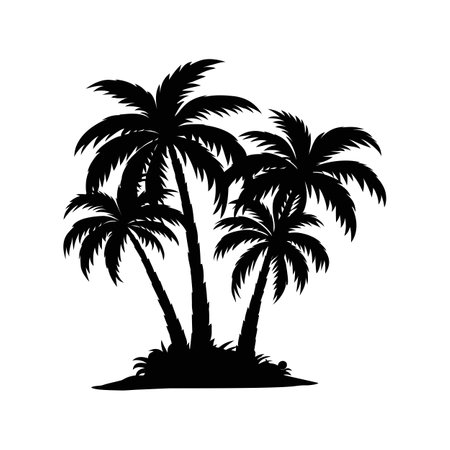 silhouette of palm trees on a white background, vector illustrationのイラスト素材