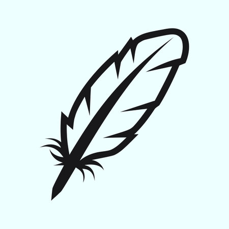 Feather icon on blue background, vector illustration. Flat design style.のイラスト素材