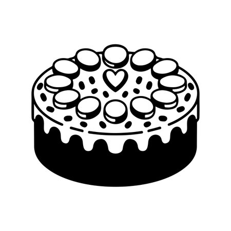 sweet cake with hearts isolated icon vector illustration design  black and whiteのイラスト素材