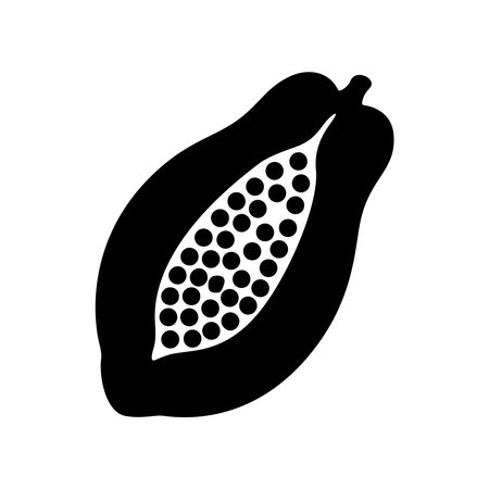 papaya fruit icon over white background. silhouette style. vector illustrationのイラスト素材