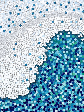 abstract background of mosaic tiles in blue and white colors, illustrationの素材
