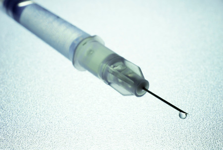 insulin syringe with a drop. Diabetes conceptの写真素材