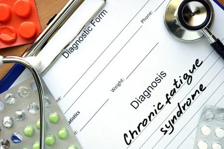 Diagnosis Chronic fatigue syndrome and tablets.の写真素材