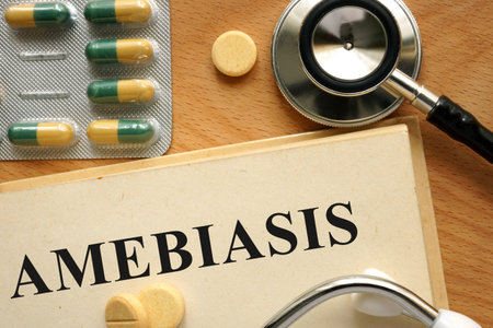 Word Amebiasis. Medical concept.