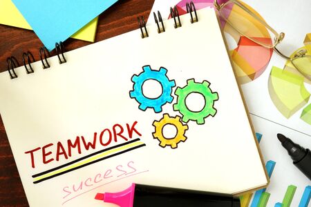 Notepad with  teamwork. Business concept.の写真素材