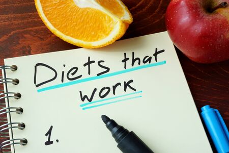 Notepad with sign diets that work.の写真素材