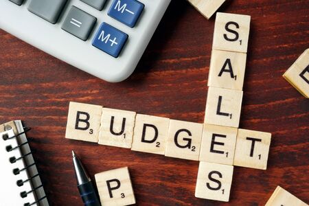 Words Sales Budget from wooden blocks with letters.の写真素材