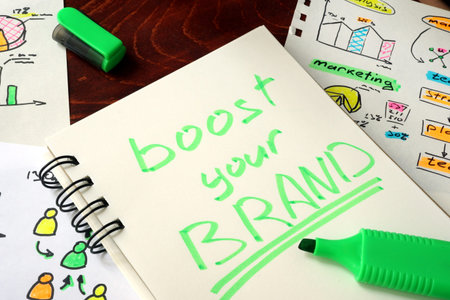 Sign boost your brand in a notebook.