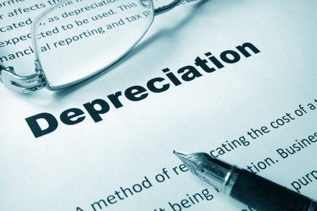 Paper with sign Depreciation and a pen. Business concept.