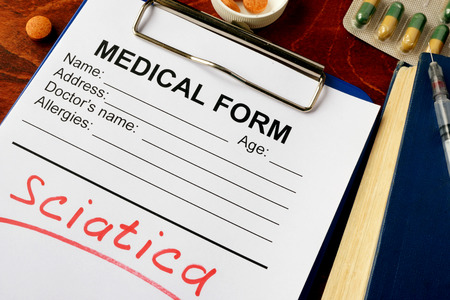 Diagnosis sciatica written in a medical form.の写真素材