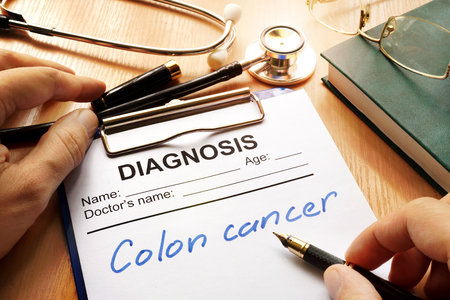 A diagnostic form with words Colon cancer.の写真素材