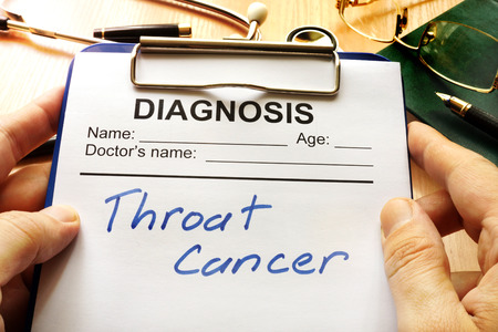 A diagnostic form with words Throat cancer.の写真素材