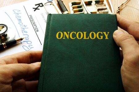 Title Oncology on a book in a hospital.の写真素材