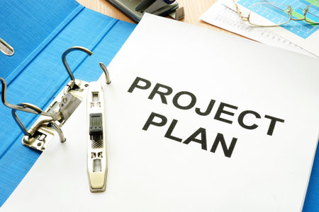 Folder and documents with title project plan.