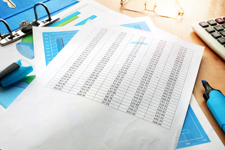 Business accounting concept. Stack with financial data.の写真素材