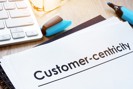 Customer in focus concept. Papers about Customer-centricity.の写真素材