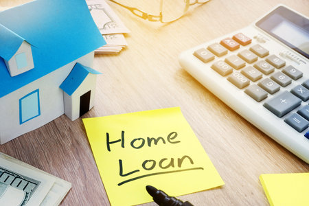 Model of house and memo stick home loan.
