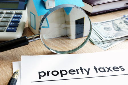 Document with title Property tax on a desk.の写真素材