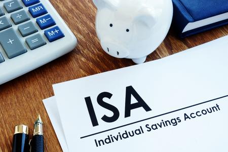Documents about ISA Individual Savings Account and pen.の写真素材