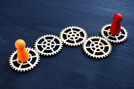 Gear wheels as symbol of connection and communication between people.の写真素材